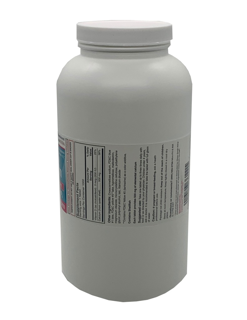 Oyster Shell Calcium 500mg+D Tabs 1000CT