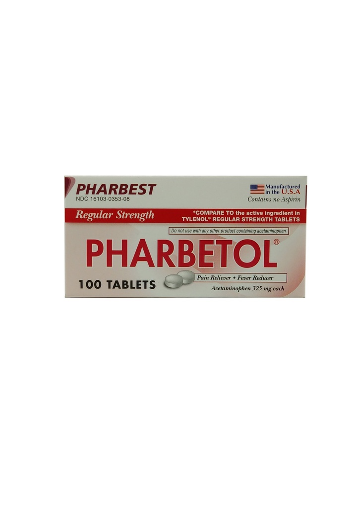 Pharbetol 325mg Tabs Acetaminophen 100CT
