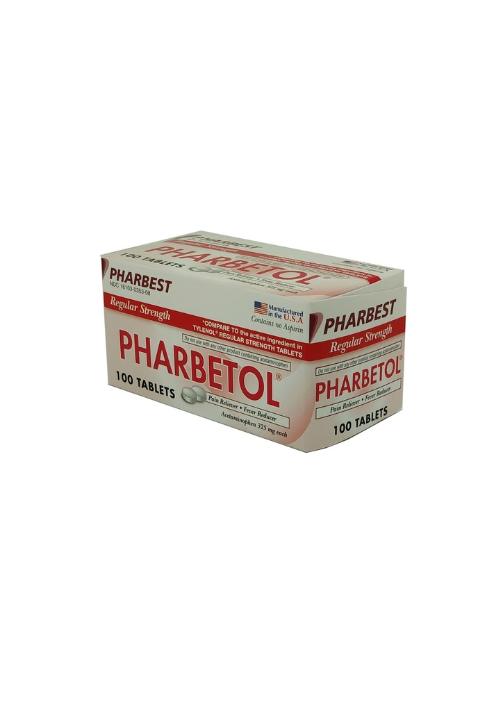 Pharbetol 325mg Tabs Acetaminophen 100CT