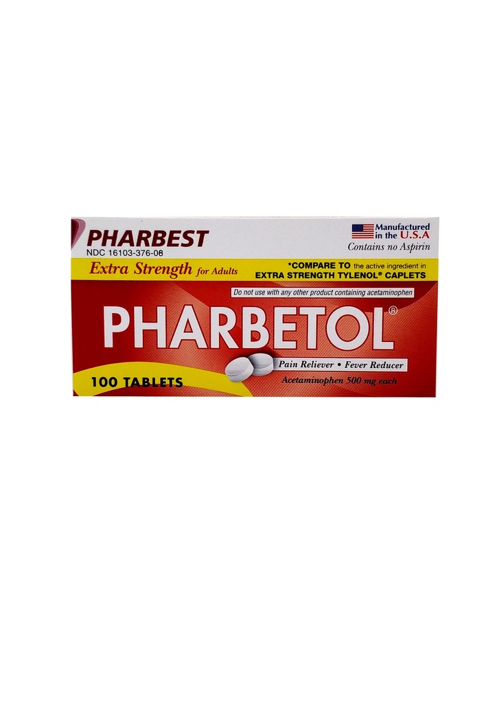 Pharbetol 500mg Tabs Acetaminophen 100CT