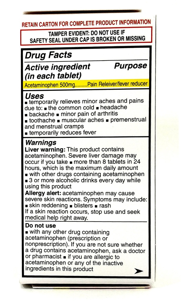Pharbetol 500mg Tabs Acetaminophen 100CT