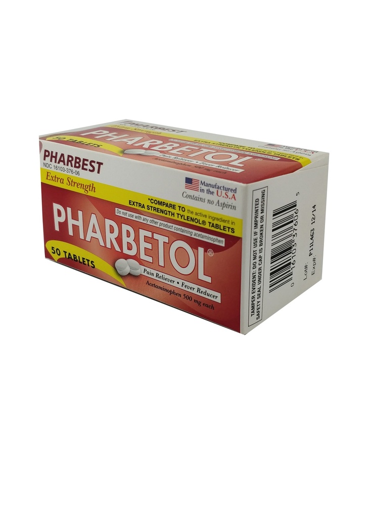 Pharbetol 500mg Tabs Acetaminophen 50CT