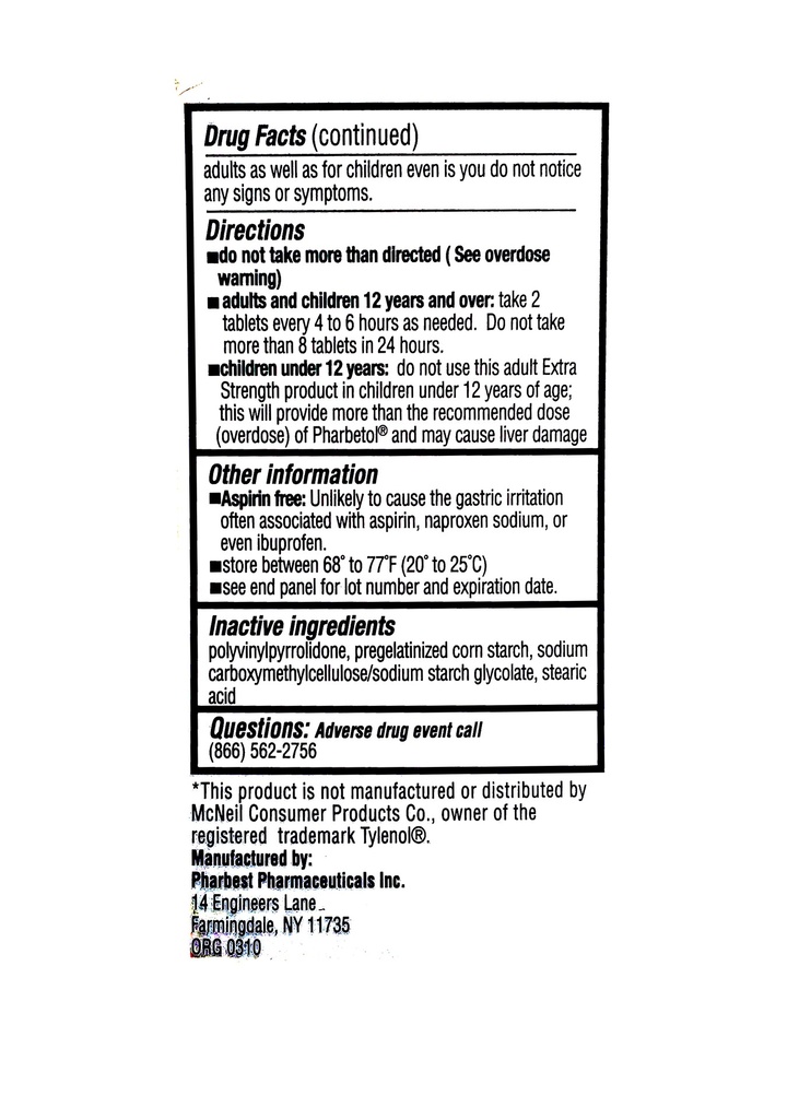 Pharbetol 500mg Tabs Acetaminophen 50CT