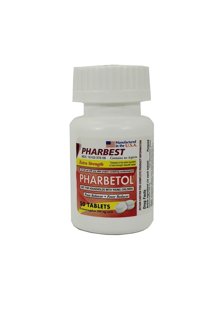 Pharbetol 500mg Tabs Acetaminophen 50CT