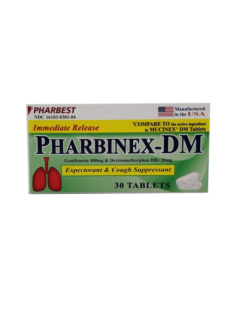 Pharbinex-DM 400/20mg Tabs Guaifenesin/Dextromethorphan 30CT
