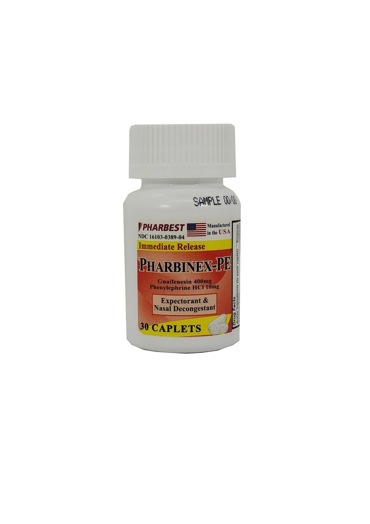 Pharbinex-PE 400/10mg Tabs Guaifenesin/Phenylephrine 30CT