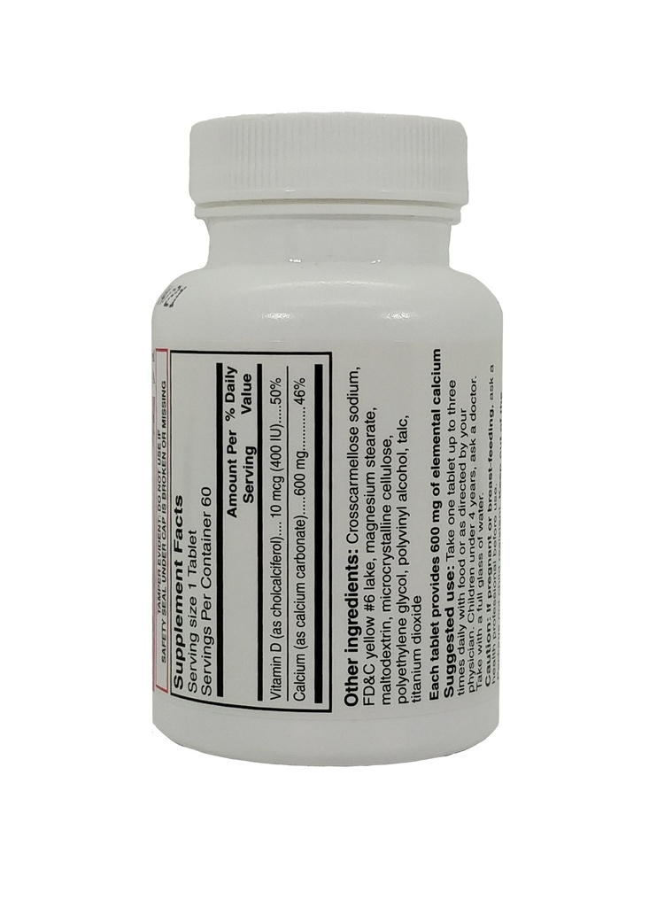 Calcium 600mg +D 400IU Tabs 60CT