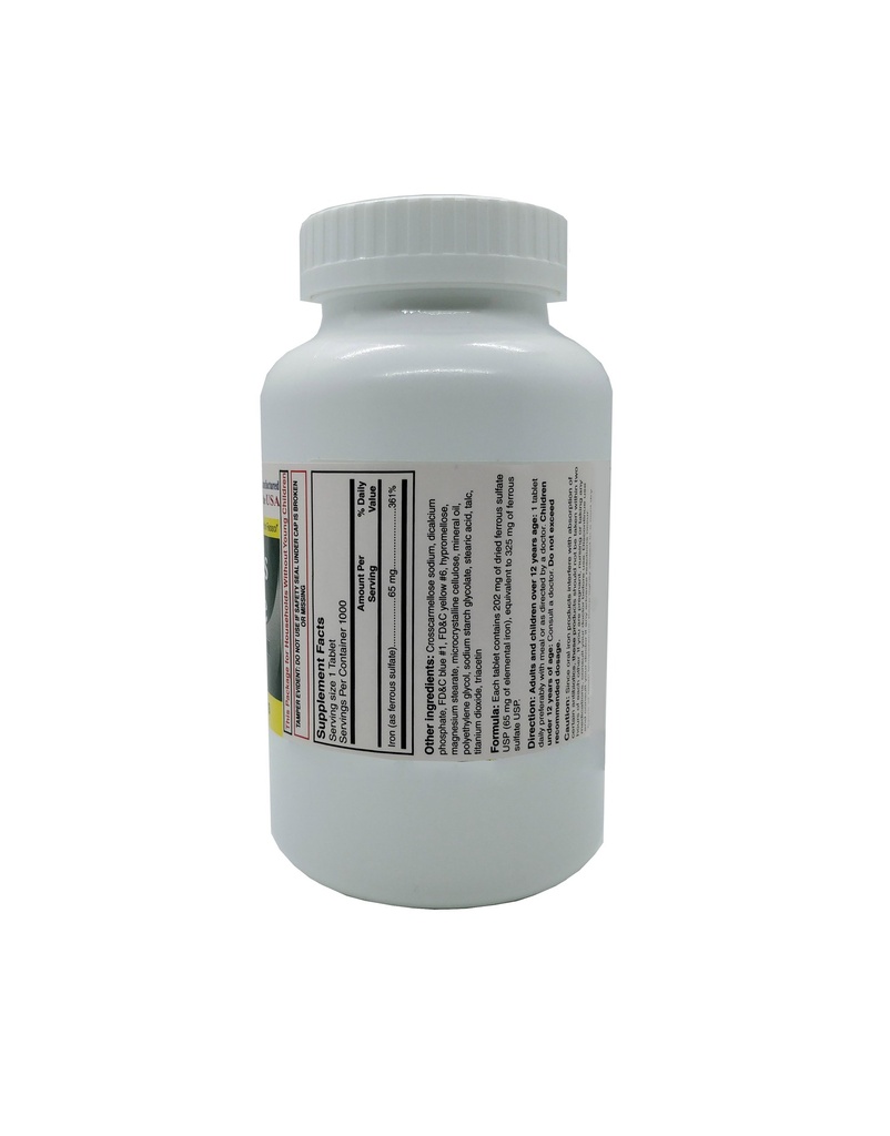 Ferrous Sulfate 325mg Green Tabs 1000CT
