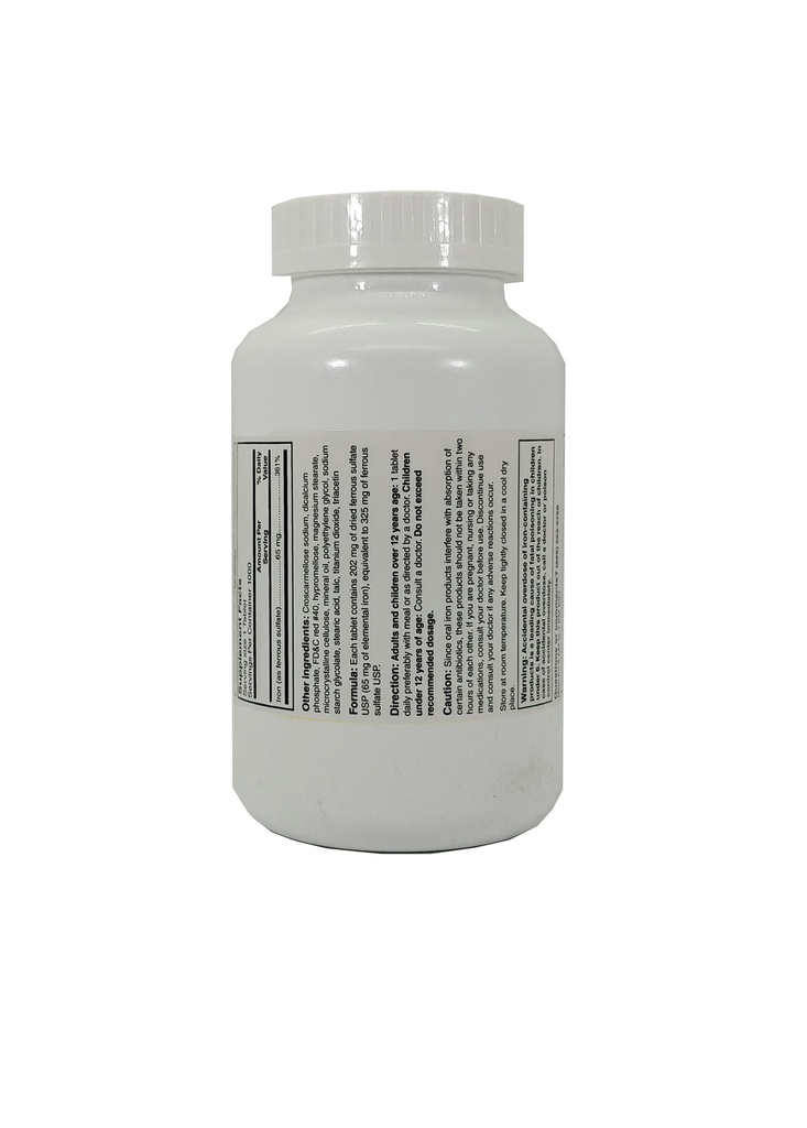 Ferrous Sulfate 325mg Red Tabs 1000CT