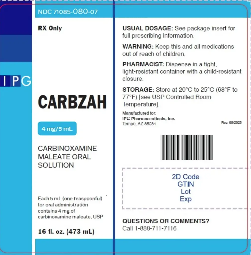 Carbzah (carbinoxamine maleate) 4 mg/5 ml Oral Solution 473mL