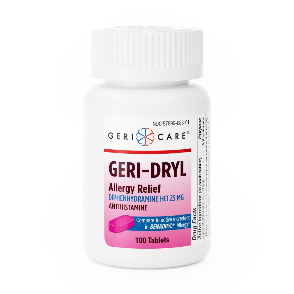 Geri-Dryl Diphenhydramine 25mg tablets 100 count