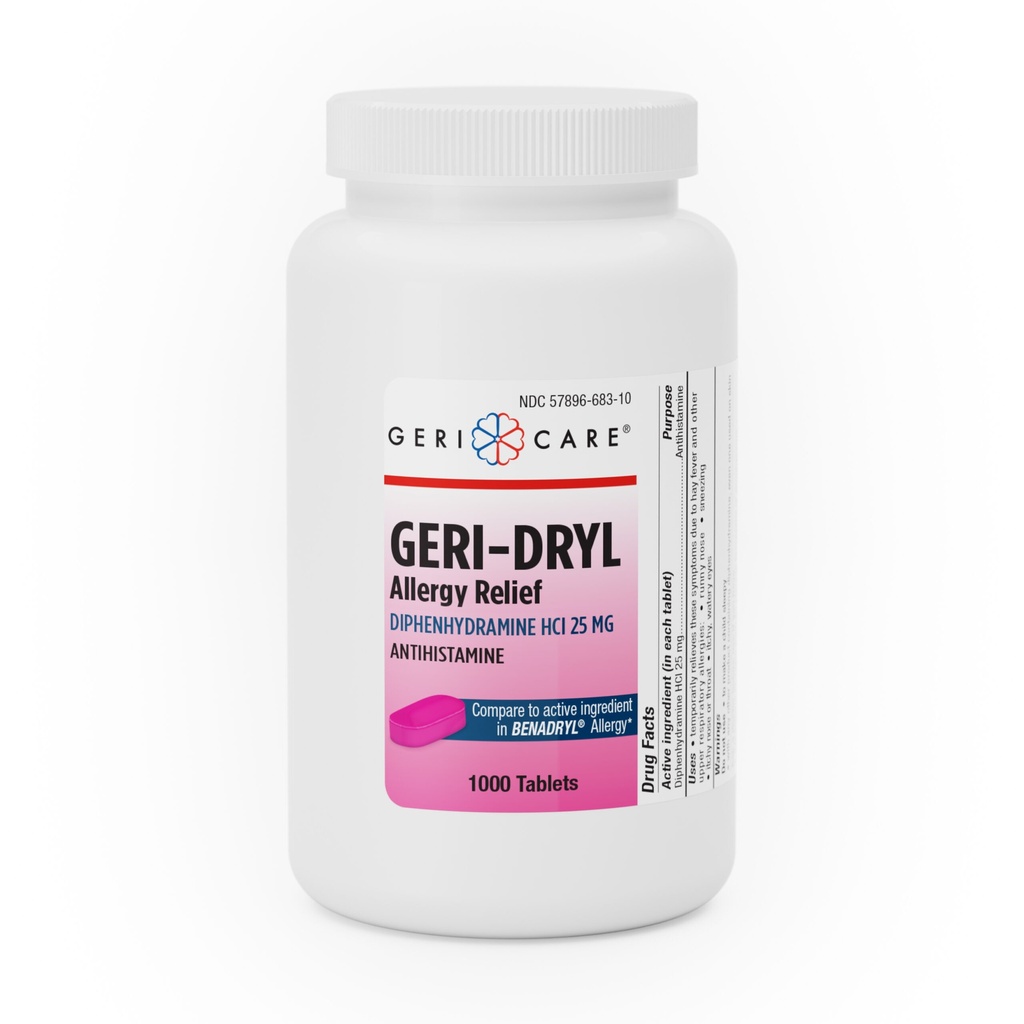 Geri-Dryl Diphenhydramine 25mg tablets 1000 count