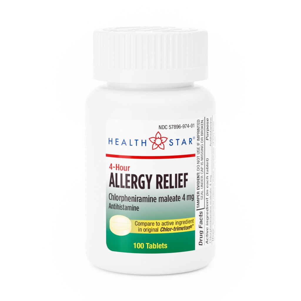Chlorpheniramine Maleate 4mg tablets 100 count