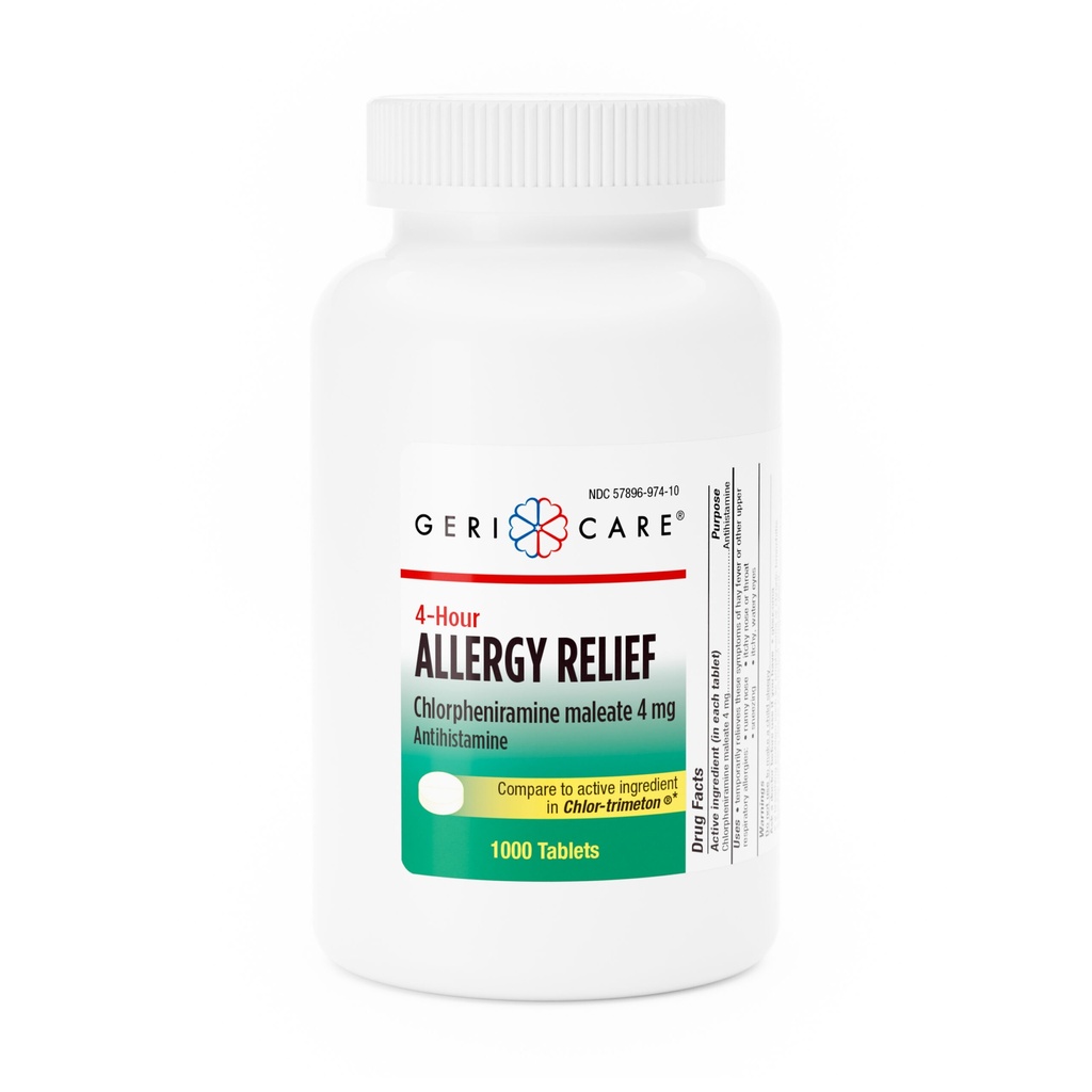 Chlorpheniramine Maleate 4mg tablets 1000 count