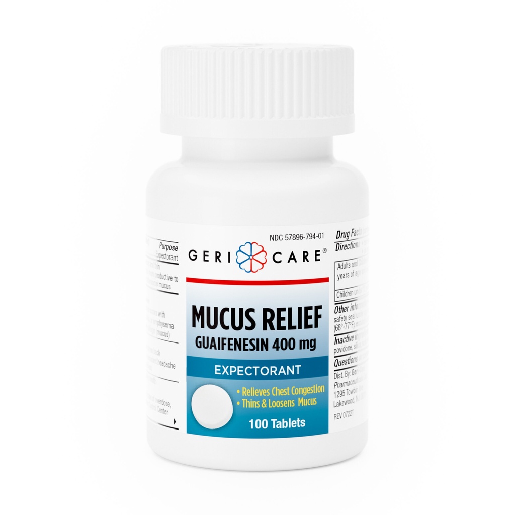 Mucus Relief Guaifenesin 400mg tablets 100 count
