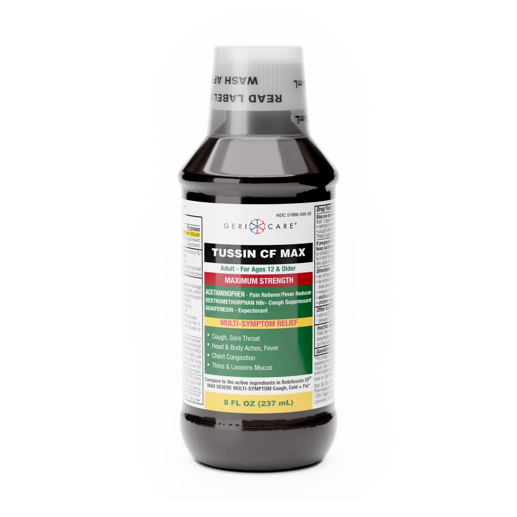 Geri-Tussin Cold & Flu Maximum Strength 650mg + 400mg + 20mg liquid 8 fl oz