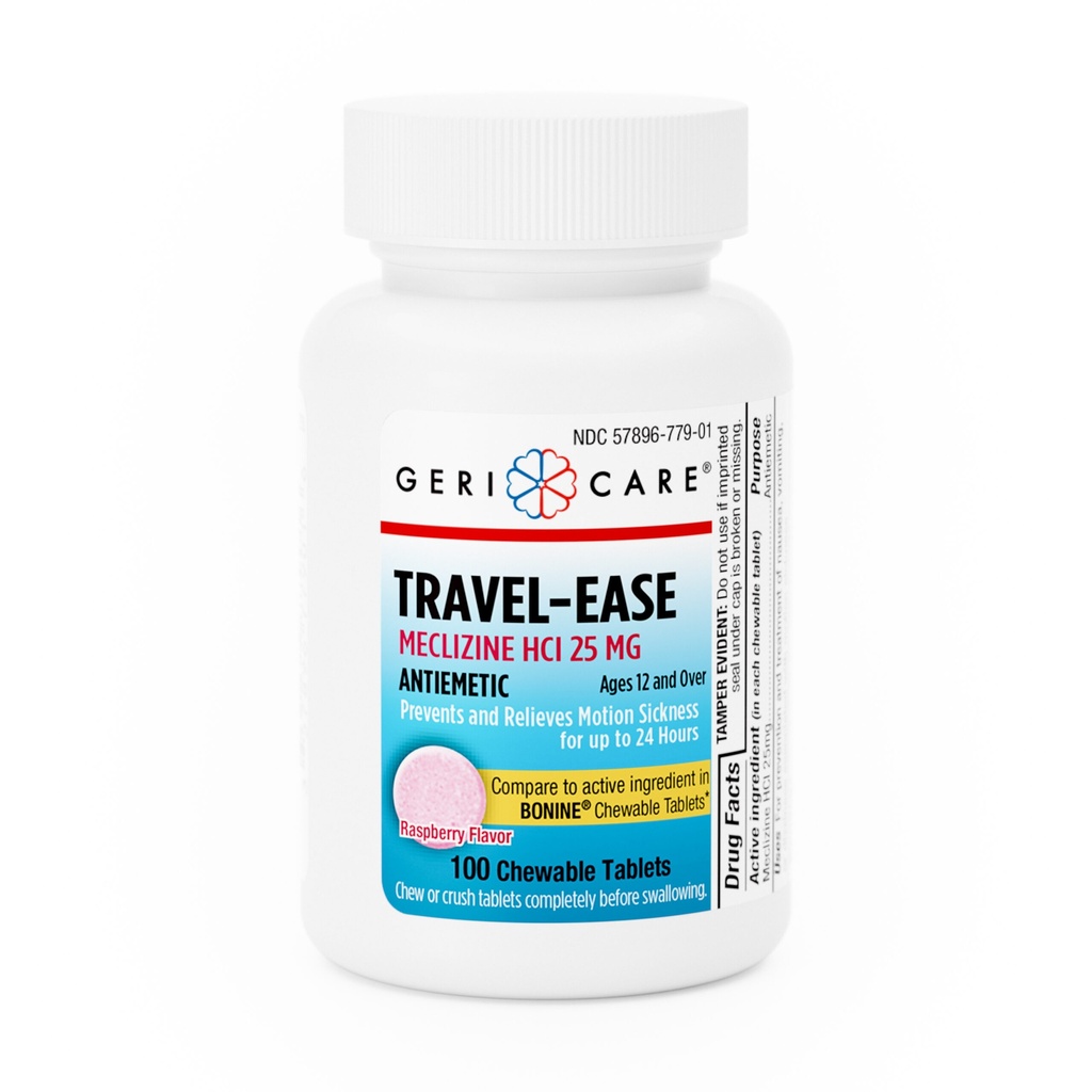 Meclizine HCl 25mg chewable tablets 100 count