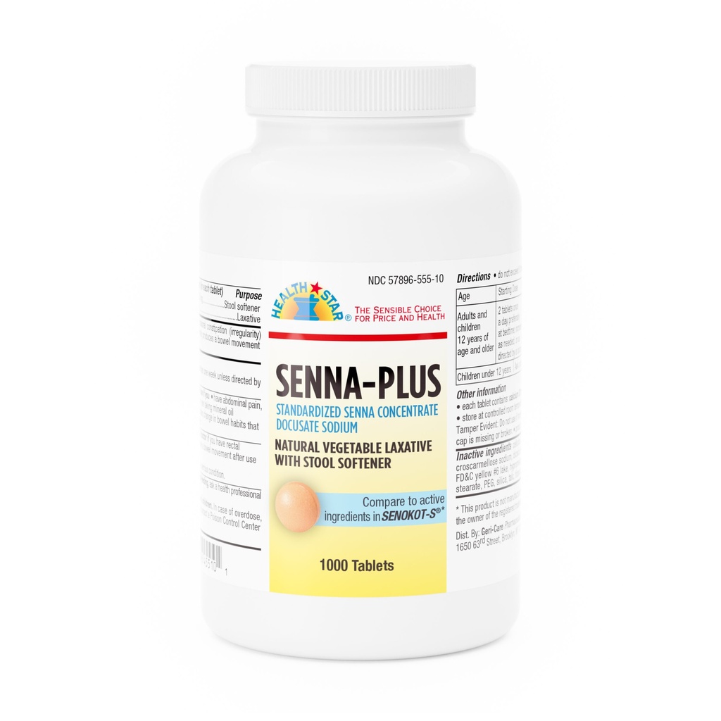 Senna + Docusate Sodium 8.6mg + 50mg tablets 1000 count