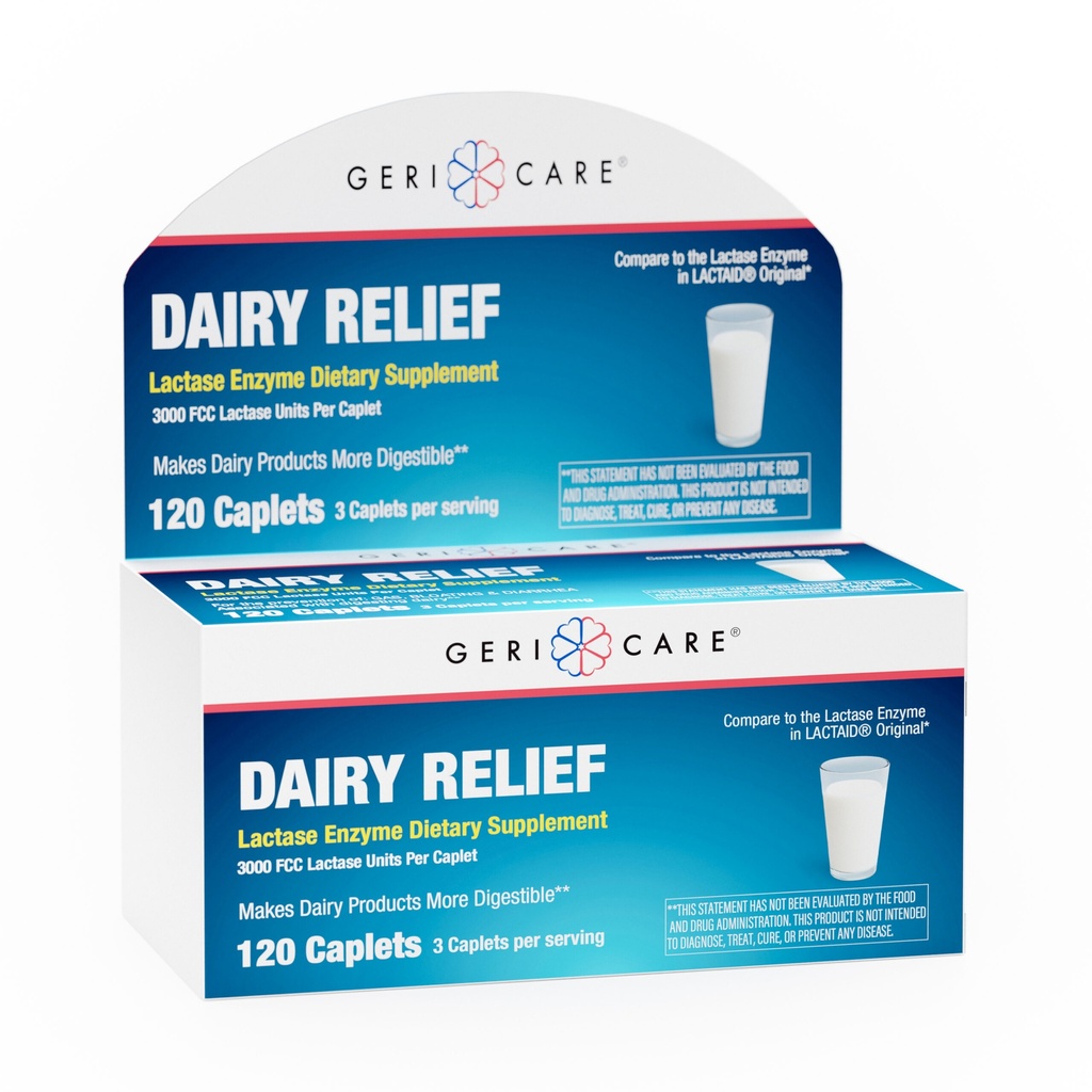 Lactase Enzyme Dairy Relief 9000 FCC units caplets 120 count