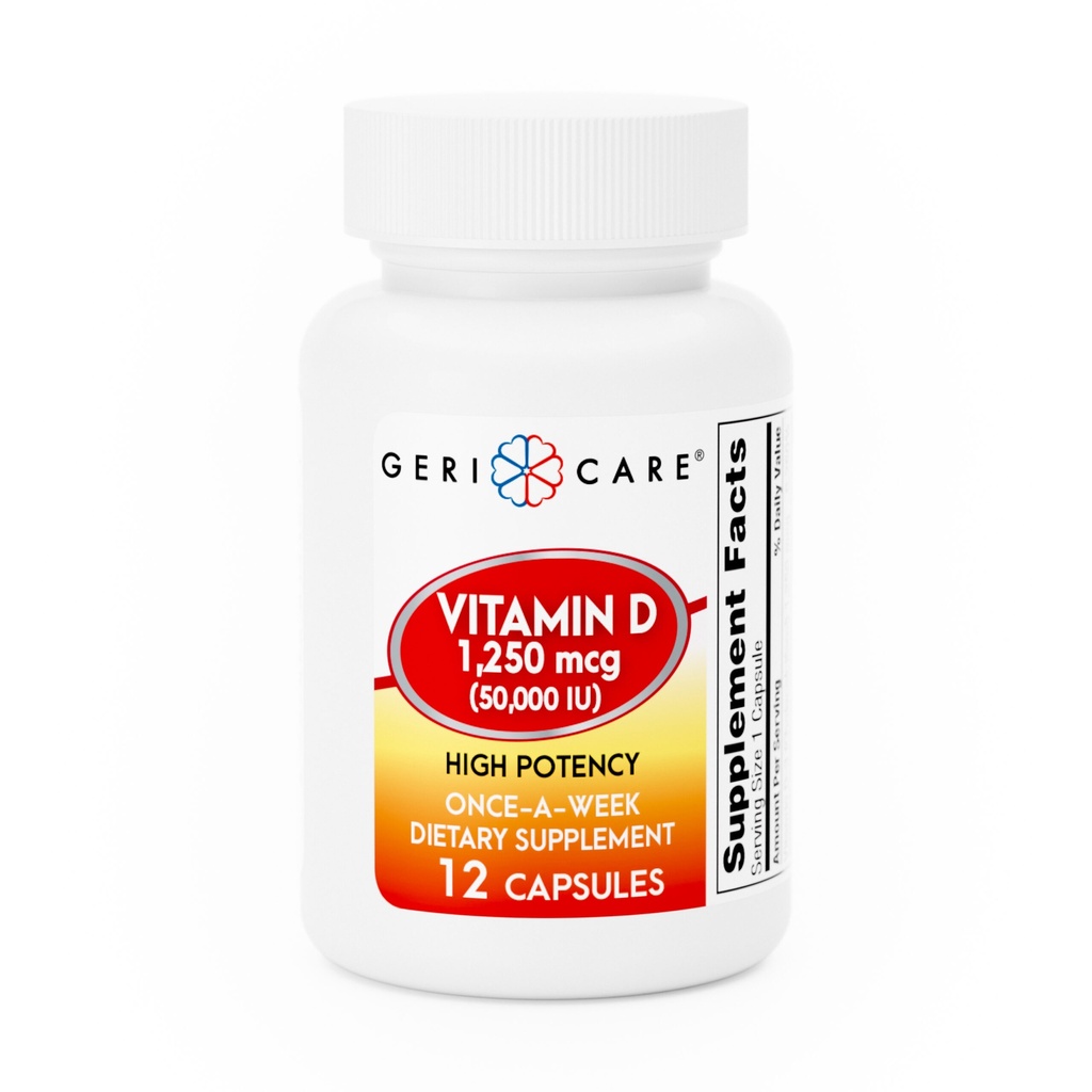 Vitamin D 1250mcg (50000 IU) capsules 12 count