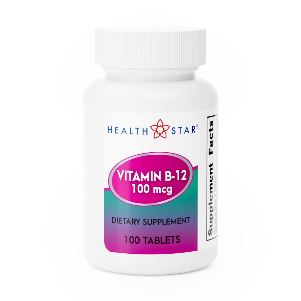 Vitamin B-12 Cobalamin 100mcg tablets 100 count