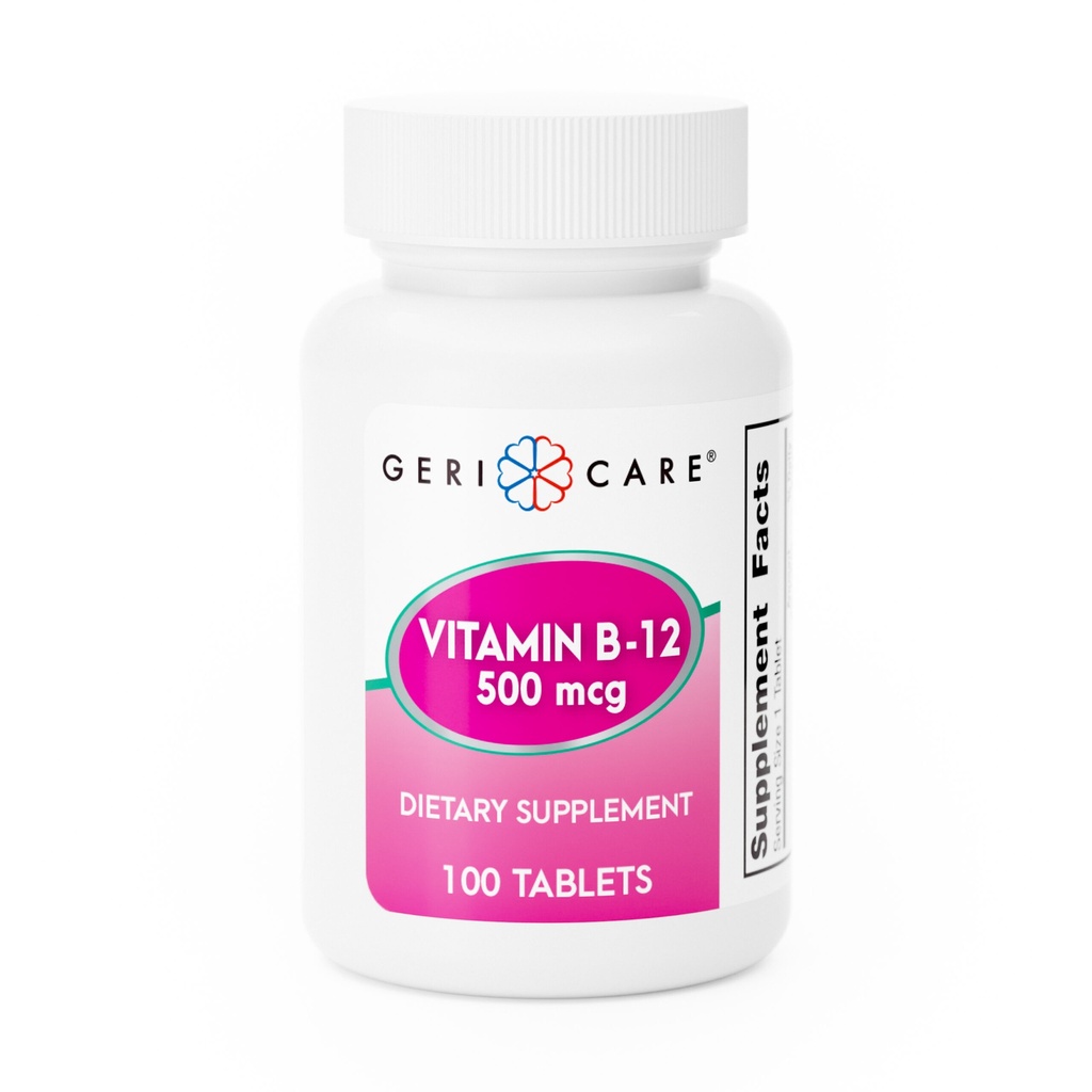 Vitamin B-12 Cobalamin 500mcg tablets 100 count