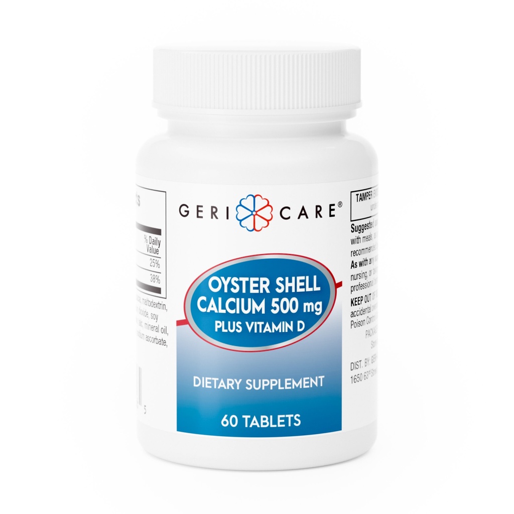 Oyster Shell Calcium + Vitamin D 500mg + 200IU tablets 60 count