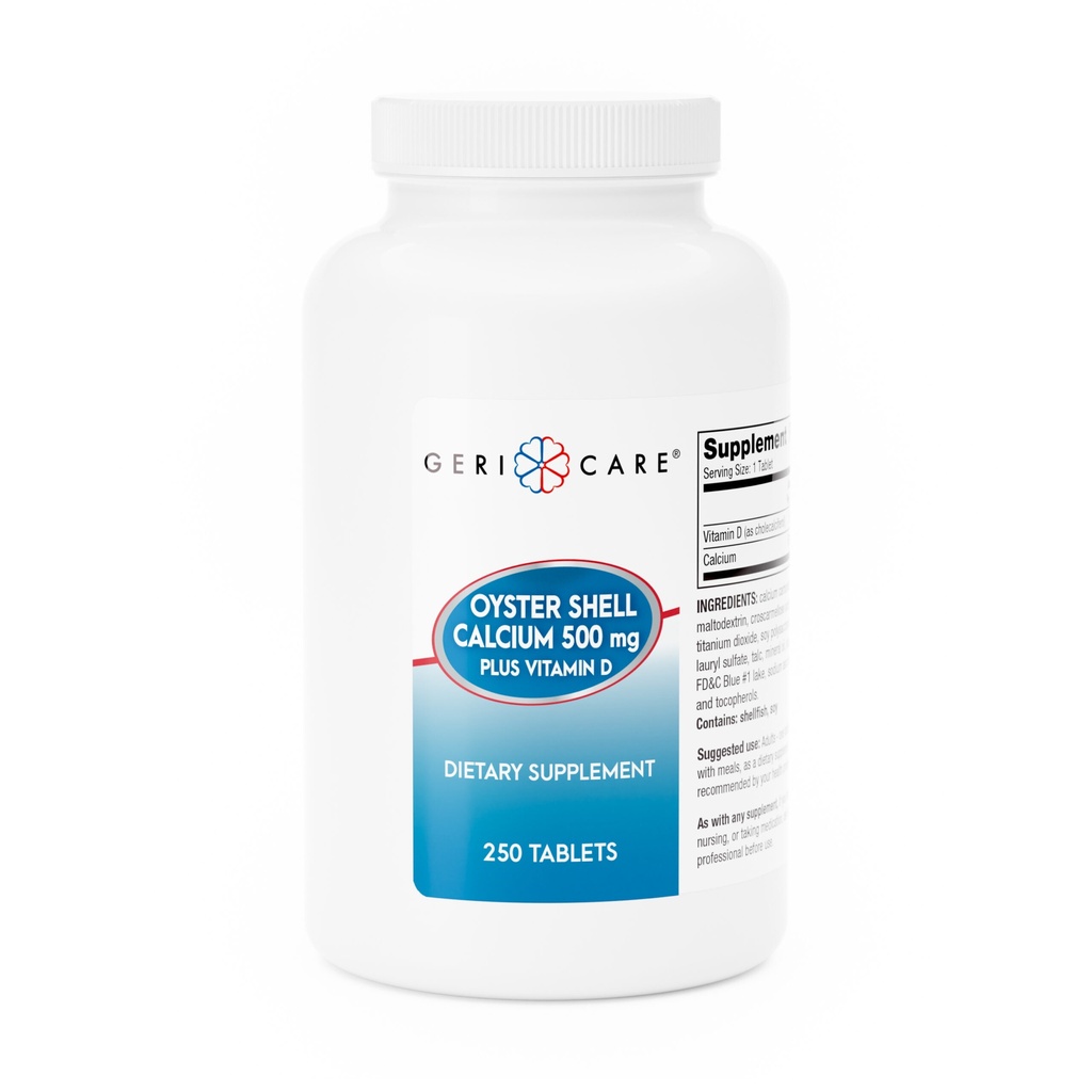Oyster Shell Calcium + Vitamin D 500mg + 200IU tablets 250 count