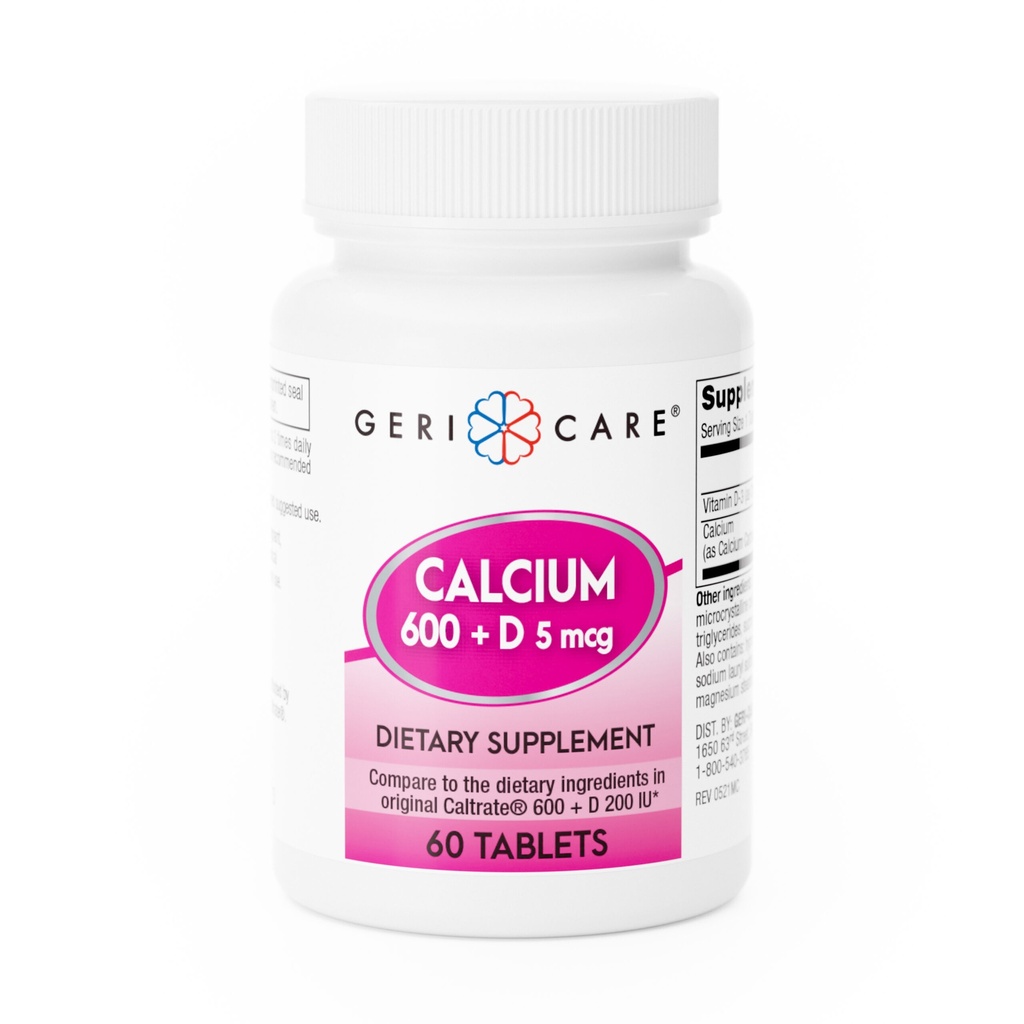 Calcium Carbonate + Vitamin D 600mg + 200IU tablets 60 count