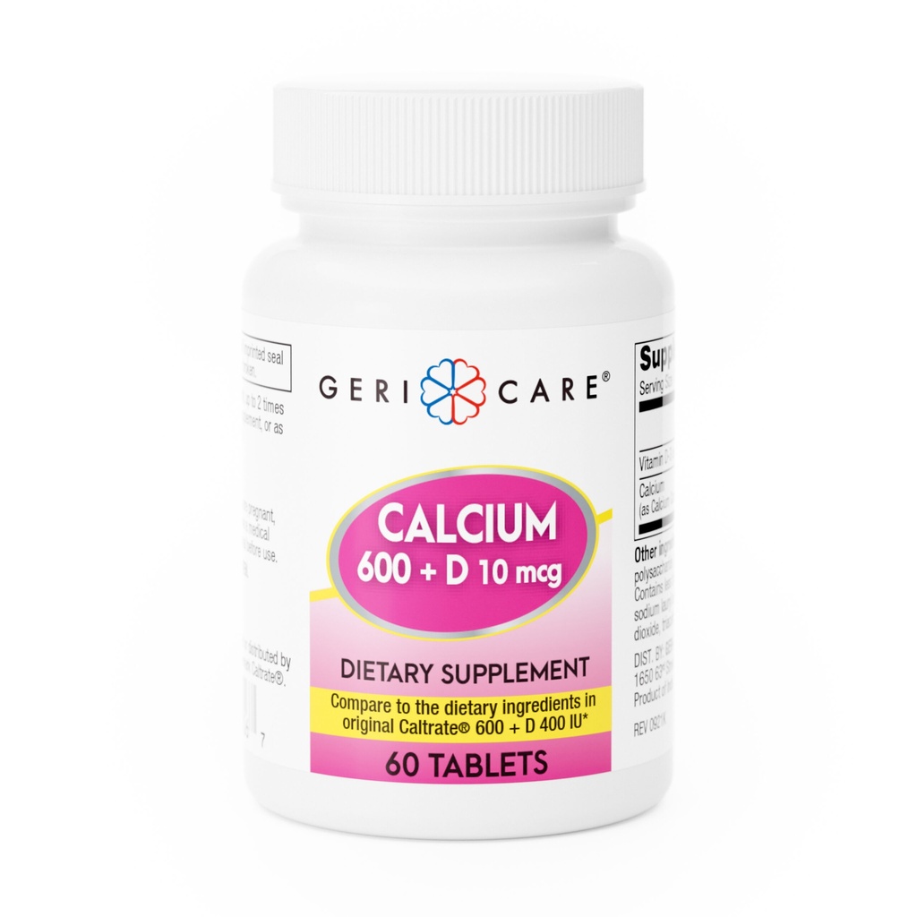 Calcium Carbonate + Vitamin D 600mg + 400IU tablets 60 count