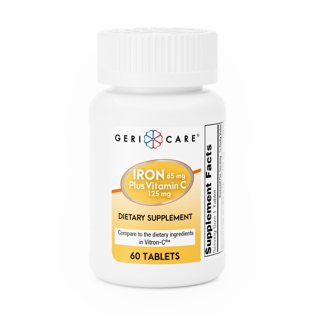 Iron + Vitamin C 65mg + 125mg tablets 60 count