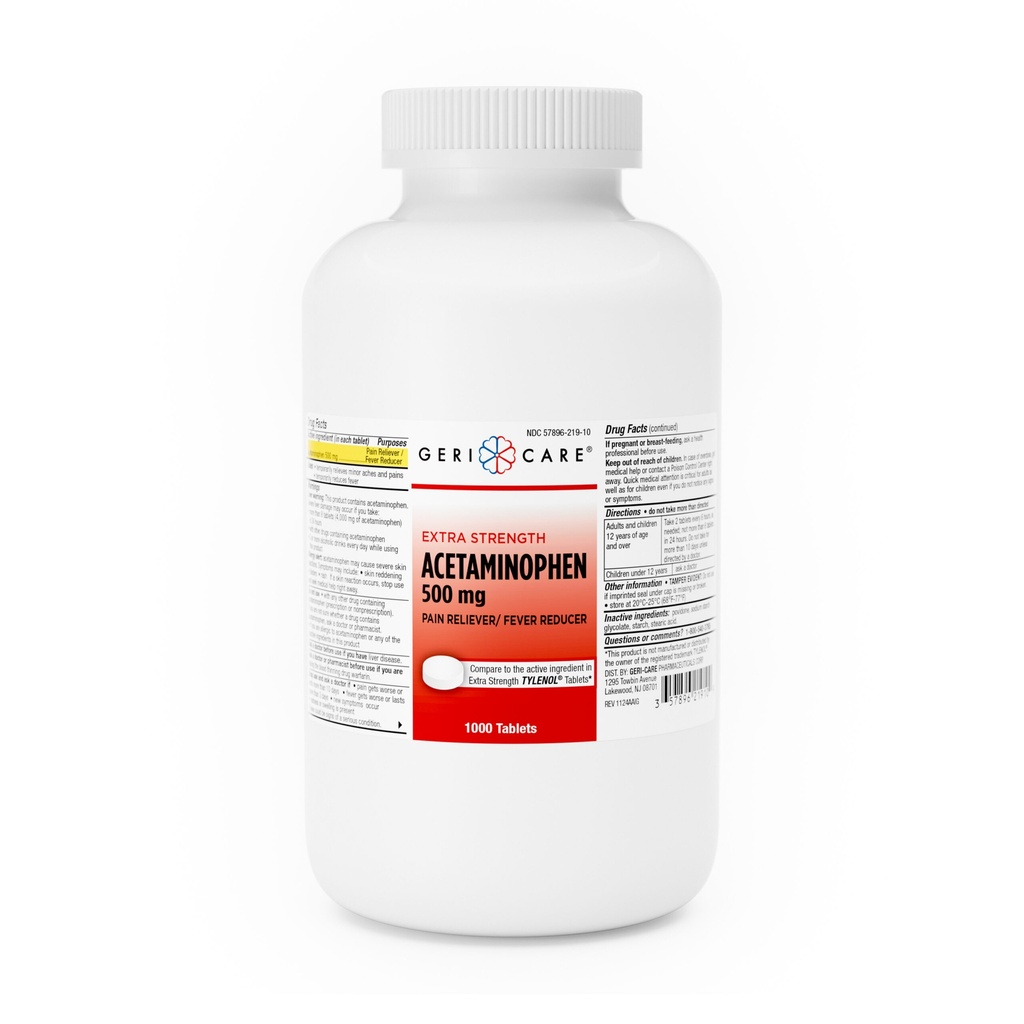 Acetaminophen 500mg tablets 1000 count