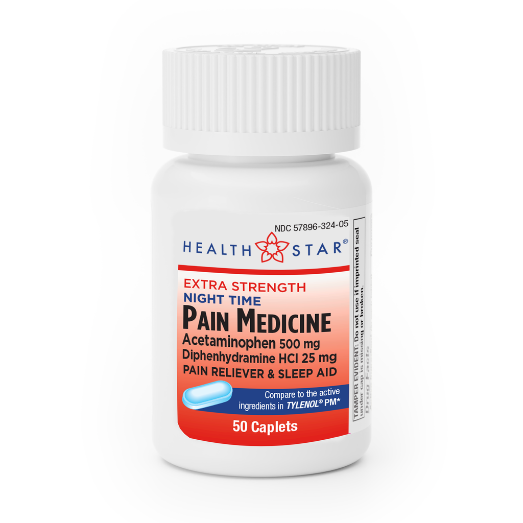 Acetaminophen + Diphenhydramine PM 500mg + 25mg caplets 50 count