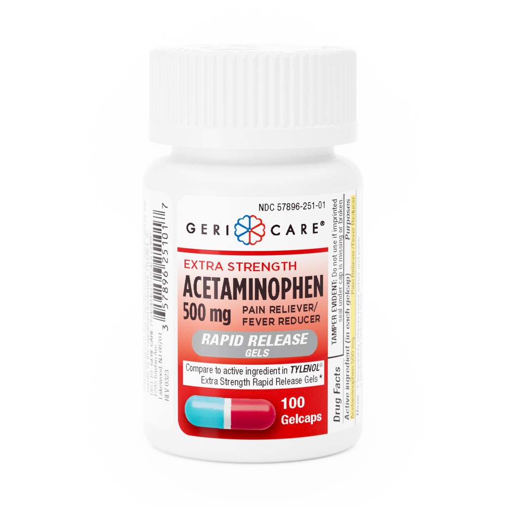 Acetaminophen 500mg gelcaps 100 count