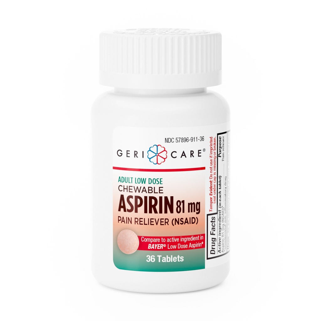 Aspirin Low Dose 81mg chewable tablets 36 count