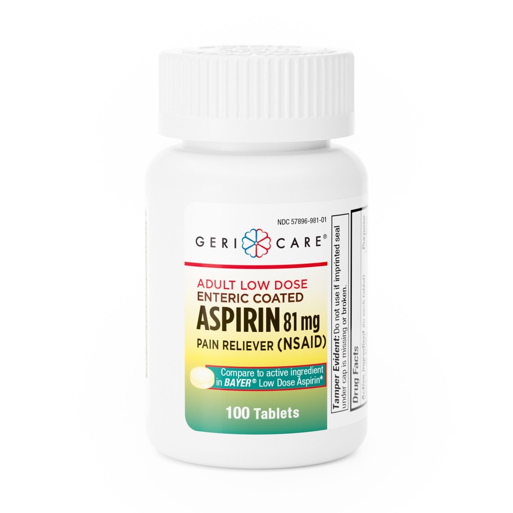 Enteric Coated Aspirin 81mg tablets 100 count