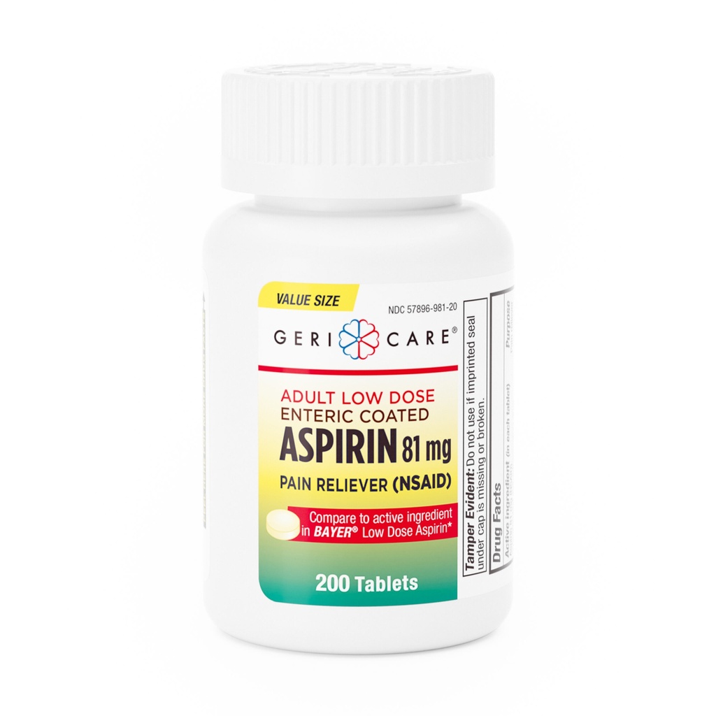 Enteric Coated Aspirin 81mg tablets 200 count