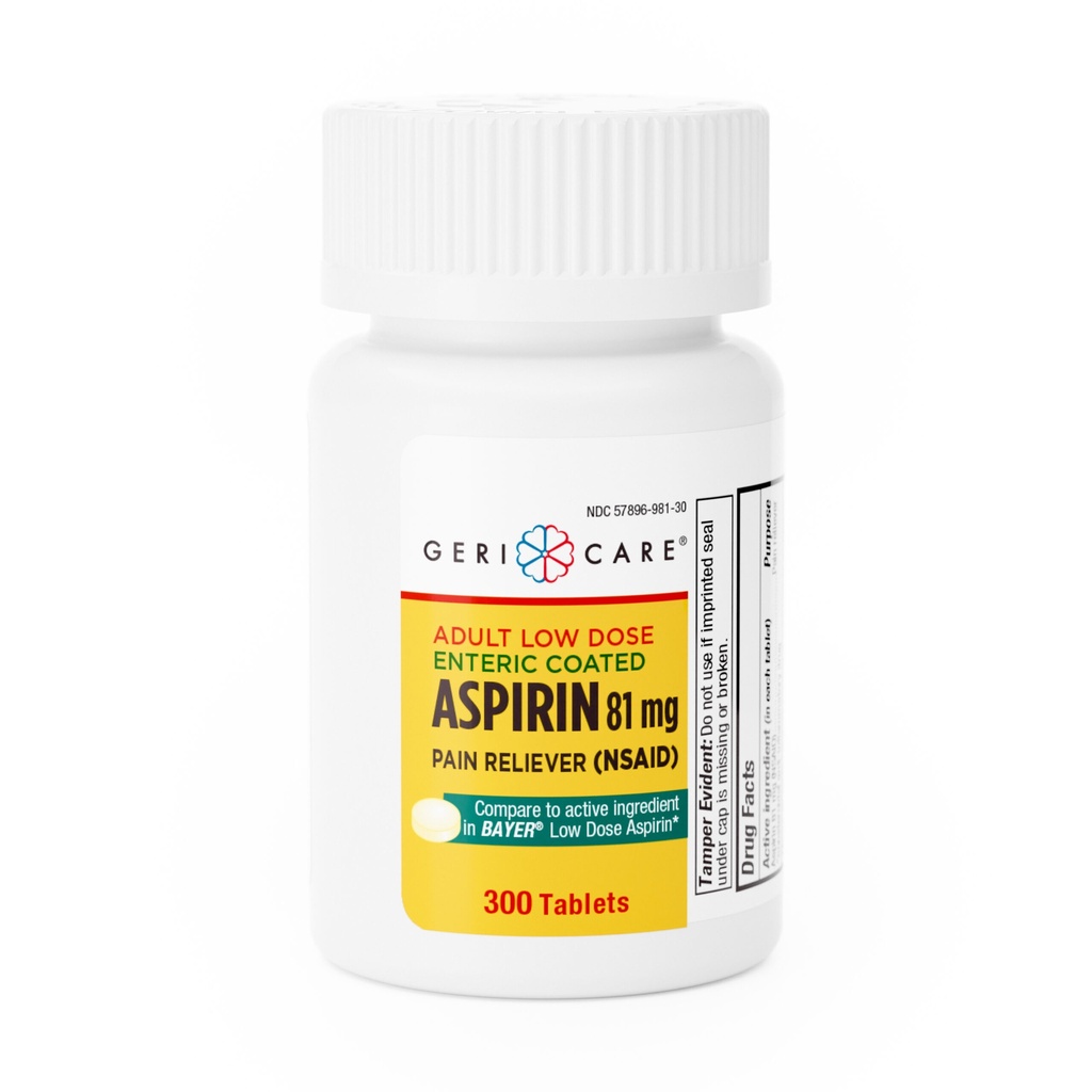Enteric Coated Aspirin 81mg tablets 300 count