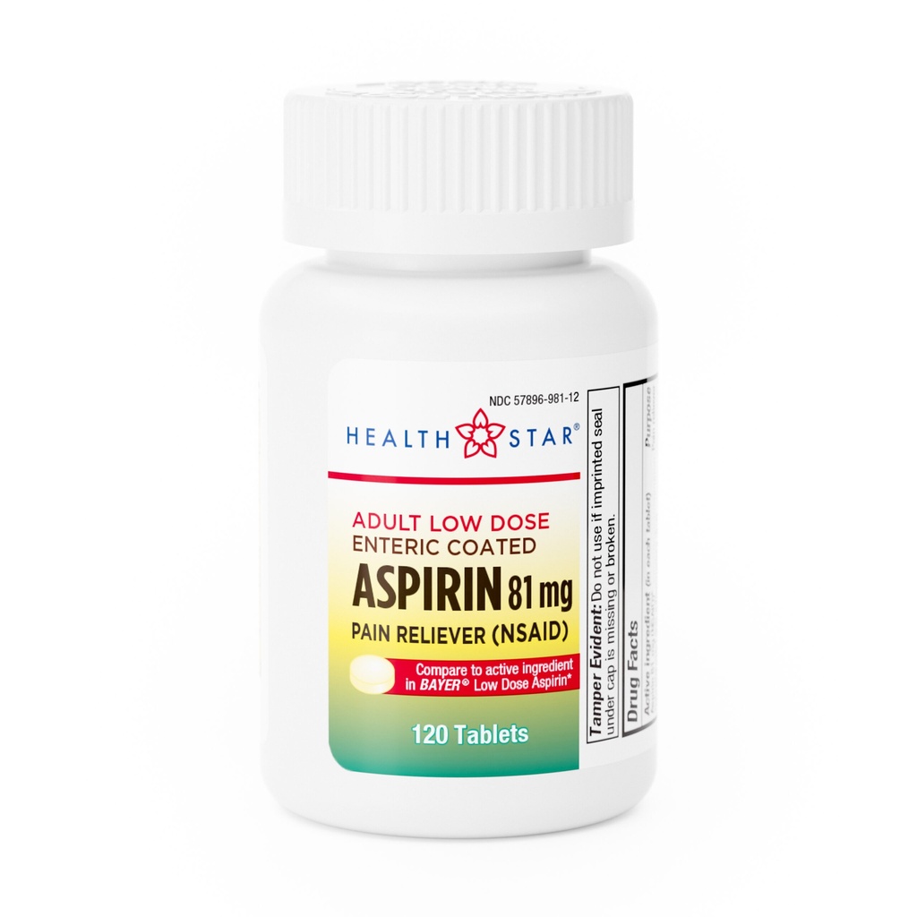 Enteric Coated Aspirin 81mg tablets 120 count