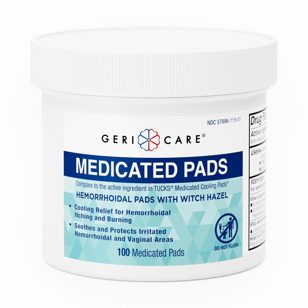 Witch Hazel Hemorrhoidal Hygiene 50% pads 100 count