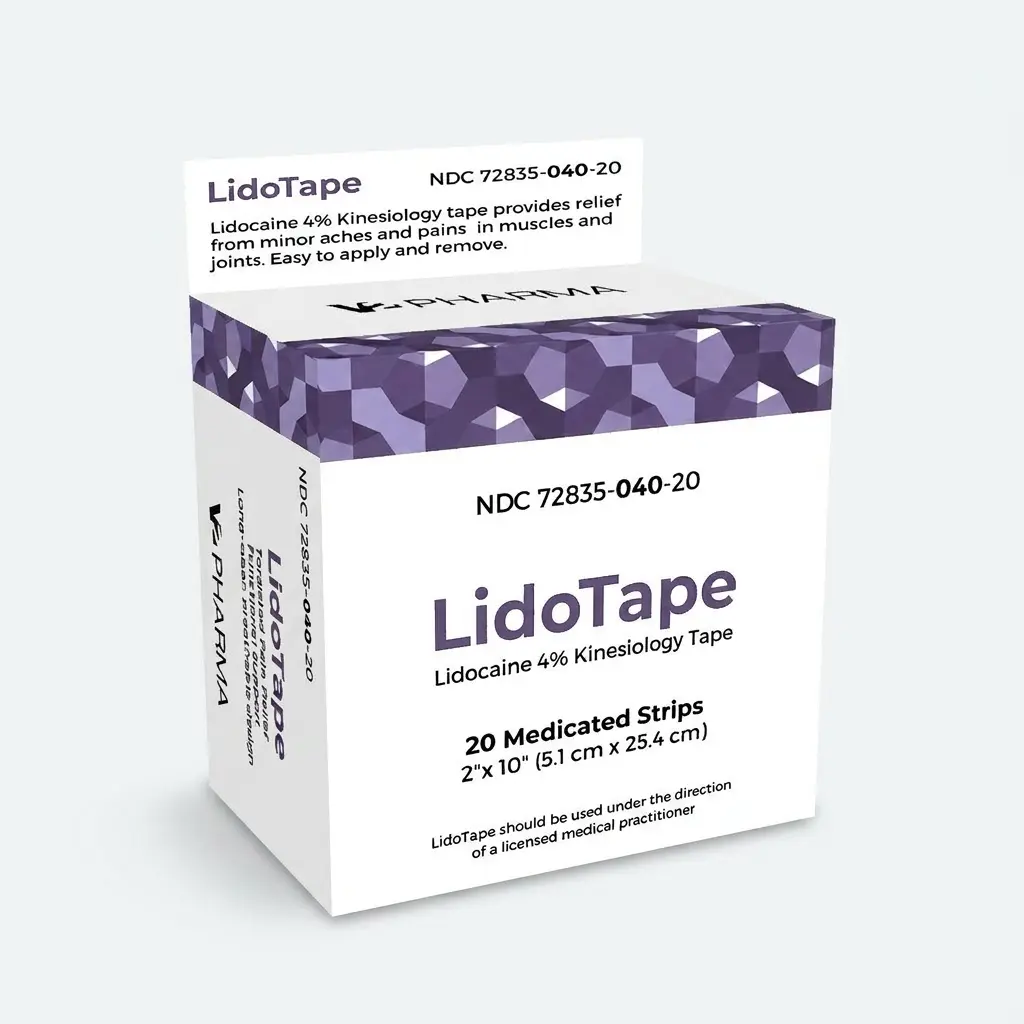 LIDOTAPE Lidocaine 4% topical tape 1 roll containing 20 pre-cut strips