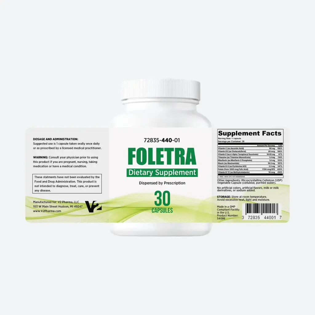 FOLETRA Vitamin Capsule Dietary Supplement 30CT