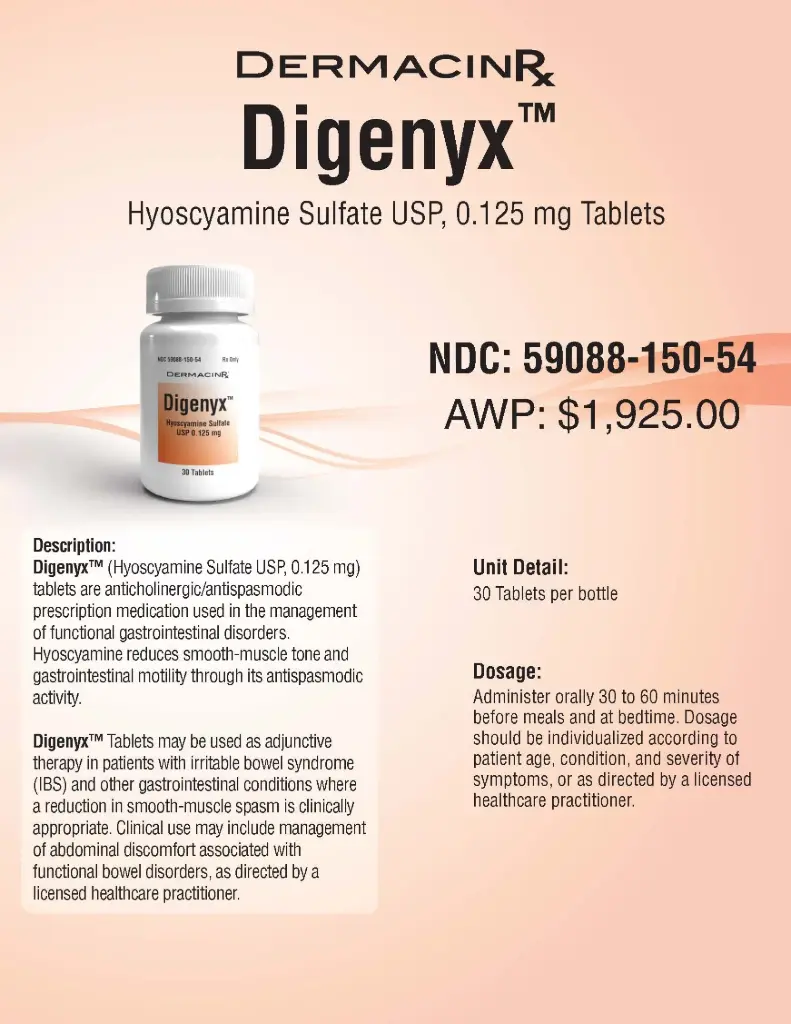 Digenyx Hyoscyamine 0.125mg Tab 30CT