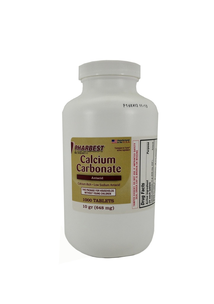 Calcium Carbonate 648mg Tablet 1000CT