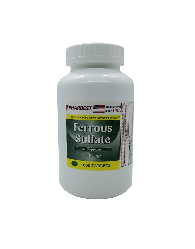 Ferrous Sulfate 325mg Green Tabs 1000CT