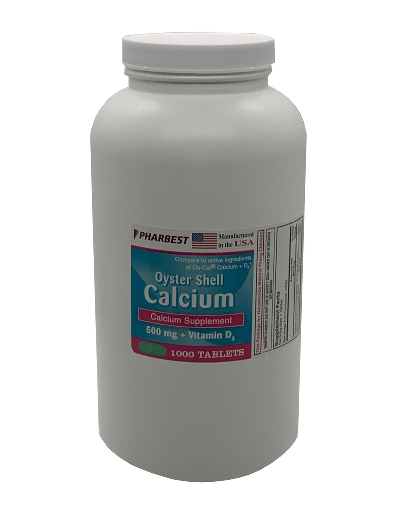Oyster Shell Calcium 500mg+D Tabs 1000CT