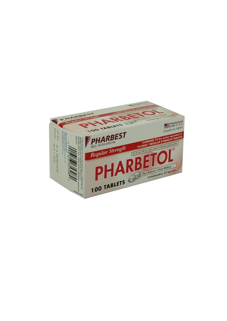 Pharbetol 325mg Tabs Acetaminophen 100CT
