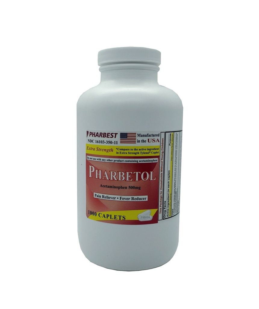 Pharbetol 500mg Caplet Acetaminophen 1000CT