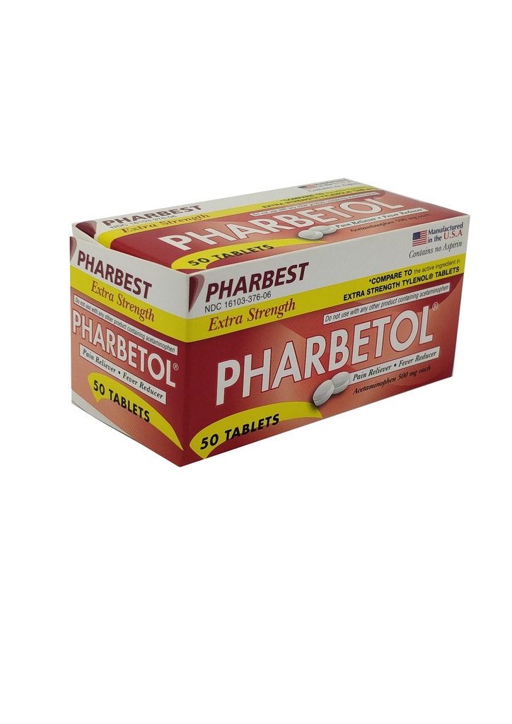 Pharbetol 500mg Tabs Acetaminophen 50CT