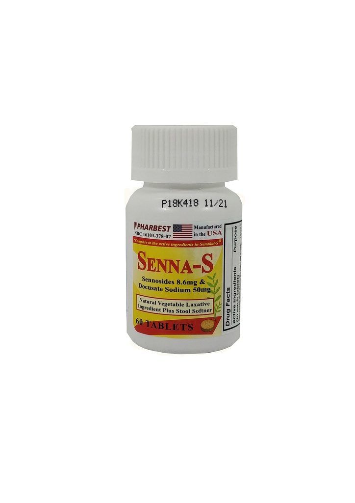 Senna 8.6mg + Docusate Sodium 50mg Tabs 60CT
